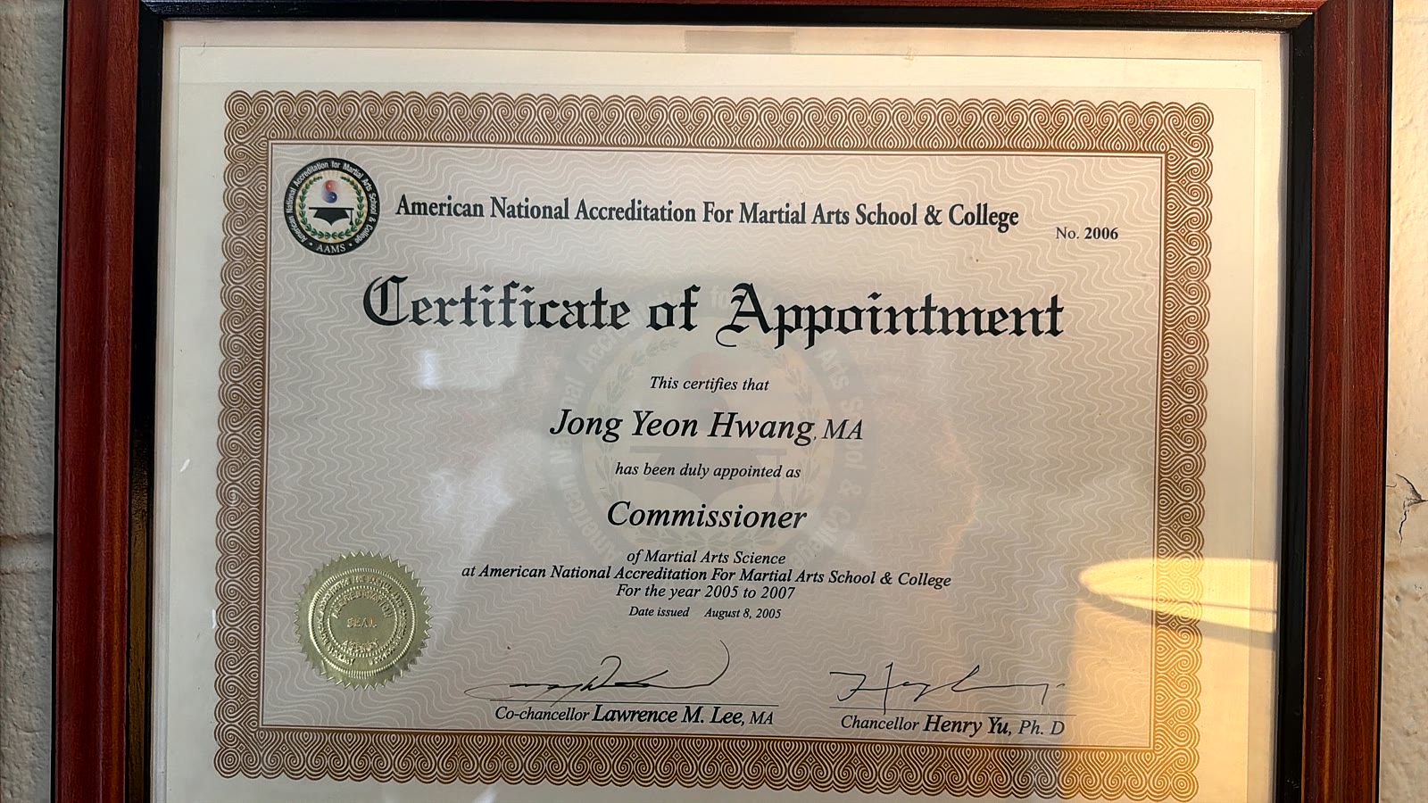Commissioner of Martial Arts Science